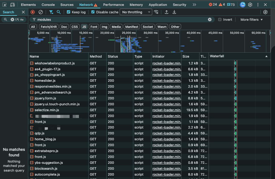 pliki javascript modulow prestashop w chrome devtools